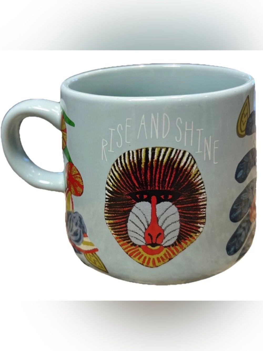 Opalhouse Rise & Shine Baboon Coffee Mug 16oz Blue Jungle Theme